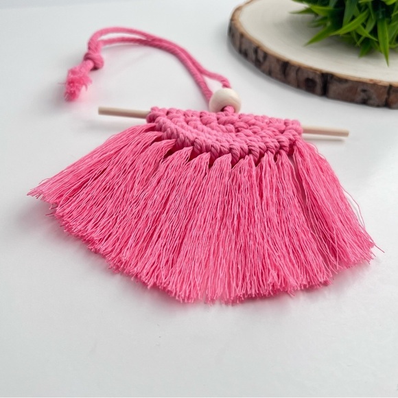 Macrame Half Moon Car Charm - Picture 6 of 8